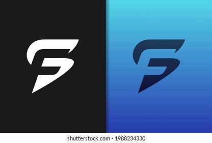 Initial Letter S and F Combination with Negative Space Style Concept Logo Design Isolated on Black Background.