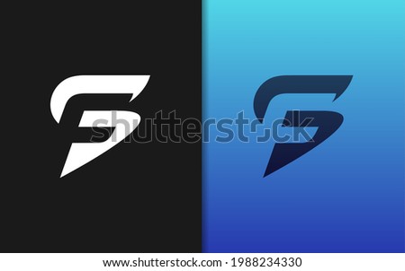Initial Letter S and F Combination with Negative Space Style Concept Logo Design Isolated on Black Background. Imagine de stoc © 
