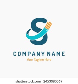 Initial Letter S with Fiber Optic, Electric Wire for Technology Business Logo Idea. Connection, Cabling Provider Repair Logo Vector