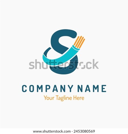 Initial Letter S with Fiber Optic, Electric Wire for Technology Business Logo Idea. Connection, Cabling Provider Repair Logo Vector