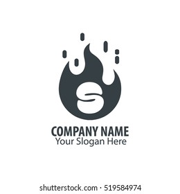 Initial Letter S With Fire Logo Black