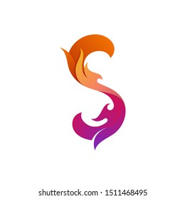 initial letter s with fire shape logo vector template