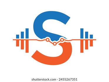 Initial Letter S Fitness Logo Concept With Dumbbell Icon. Gym Symbol