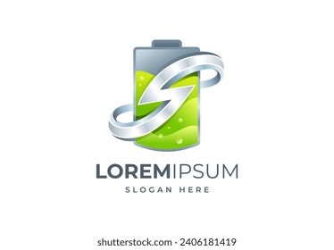Initial Letter S Flash Bolt Battery Fuel Logo icon vector