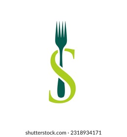 Initial Letter S with Fork Logo Design Vector