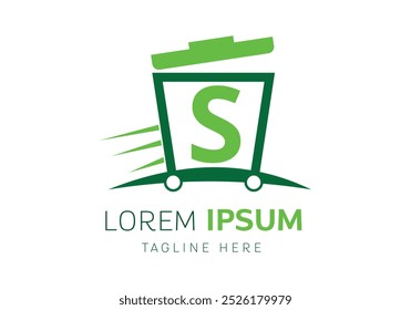 initial letter S with Garbage removal logo vector Template