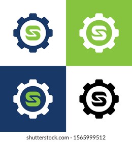 Initial letter S and gear logo design template elements - Vector