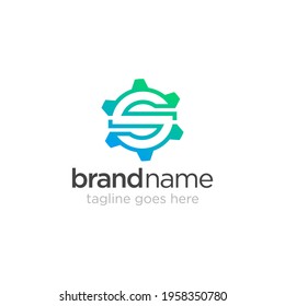 Initial letter S and Gear logo concept, gear, letter s, vector logo design template