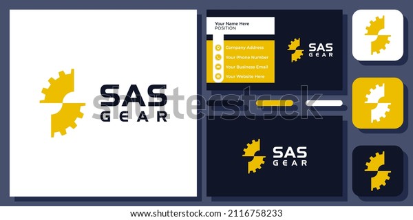 Initial Letter S Gear\
Machine Technology Industry Mechanic Engine Vector Logo Design with\
Business Card
