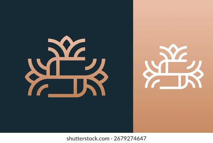 Letra inicial S con Ilustración vectorial de diseño de logotipo de flor geométrica