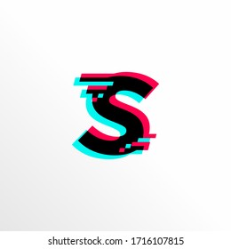 Initial Letter S with Glitch Effect