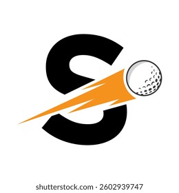 Initial Letter S Golf Logo Design With Speed Icon. Hockey Sports Academy Sign, Club Symbol