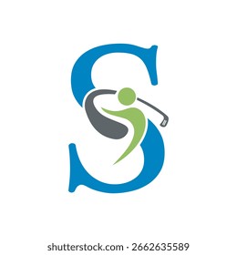 Concepto inicial del diseño del logotipo del golf de la letra S para el símbolo del club de hockey