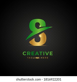 Initial-S-Brief mit grün-goldener Farbe. Luxuriöses Design-Logo-Design, geeignet für Unternehmen und Unternehmen.