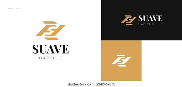Initial Letter S and H Logo Design with Negative Space Concept. Luxury SH or HS Monogram Logo