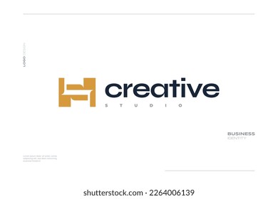 Logo de la letra inicial S y H con estilo elegante y minimalista. Logotipo de monograma SH o HS con concepto de espacio negativo