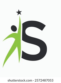 Initial Letter S Healthcare Logo Concept For Health Care, Sport, Bio, Fitness Or Medical Symbol