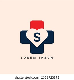initial Letter S Heart Logo Concept symbol sign icon Design Element. Love, Medical, Health Care, Valentine's Day Logotype. Vector illustration template