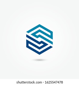 Initial letter S hexagon logo icon template elements. Creative alphabet design vector. Vector illustrator