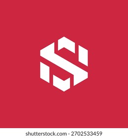 Letra inicial S hexágono modelo de vetor de design de logotipo