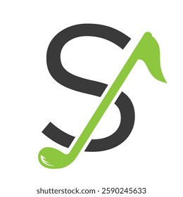 Initial Letter S Hockey Logo Concept With Hockey Stick Symbol Vector Template