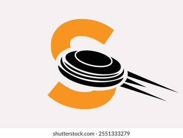 Initial Letter S Hockey Puck Logo Vector Template