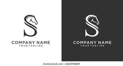 Initial letter S with horse vector logo design concept.