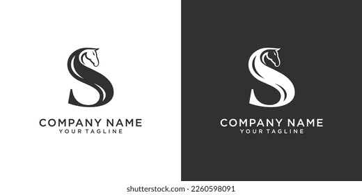 Initial letter S with horse vector logo design concept.