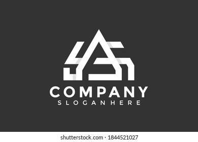Letra inicial A y S Casa Estado Inmueble moderno diseño del logotipo de la empresa Ilustración