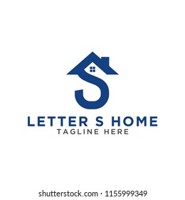 Initial letter s and house logo design template vector