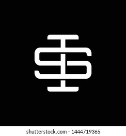Initial letter S and I, SI, IS, overlapping interlock monogram logo, white color on black background