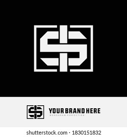 Initial letter S, I, SI or IS overlapping, interlock, monogram logo, white color on black background