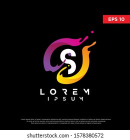 initial letter s inside liquid splash logo. modern icon, template design