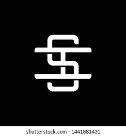 Initial letter I and S, IS, SI, overlapping interlock monogram logo, white color on black background