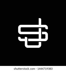 Initial letter S and J, SJ, JS, overlapping interlock monogram logo, white color on black background