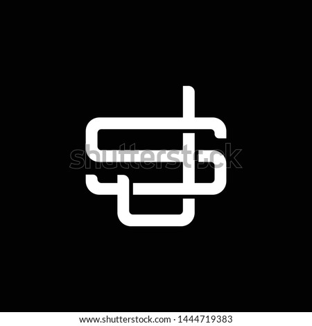 Initial letter S and J, SJ, JS, overlapping interlock monogram logo, white color on black background