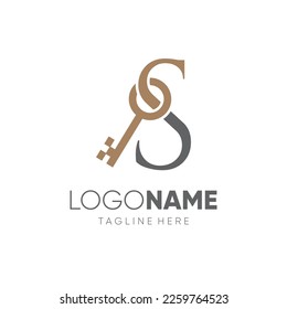 Initial Letter S Key Logo Design Vector Icon Graphic Emblem Illustration