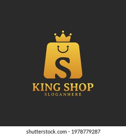 Initial letter S King Shop Logo Design Template. Illustration vector graphic. Design concept shop bag and crown With letter symbol. Perfect for E-commerce, sale, discount or store web element.