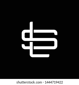 Initial letter S and L, SL, LS, overlapping interlock monogram logo, white color on black background
