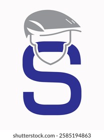 Initial Letter S Labour Day Logo Concept With Safety Helmet Symbol Vector