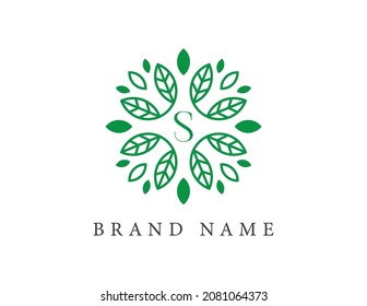 initial letter S Leaf Flower logo Vector illustrations. Vector Logo design for natural products, flower shop, cosmetics, Floral, Organic, ecology concepts, health, spa.