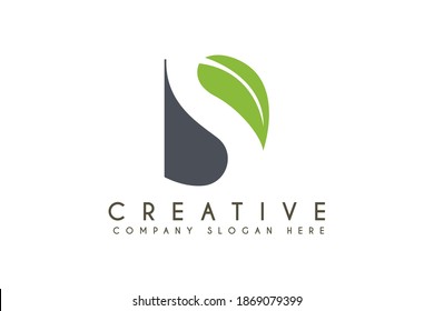 Initial letter S with leaf logo design vector illustration