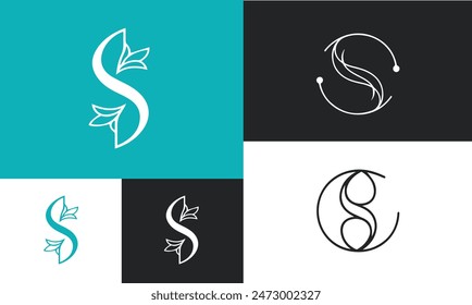 Anfangsbuchstabe S mit Leaf Luxury Logo Vorlage Vektorgrafik Design.