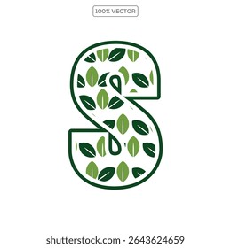 Initial Letter S With Leaf Luxury Logo. Green leaf logo Template vector  