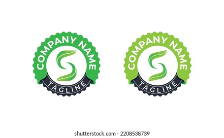 initial Letter S Leaf Stamp Badge Logo Concept symbol sign icon Design Element. Herbal, Natural Products, Cosmetics, Ecology, health Care, spa, yoga Logotype. Vector illustration template