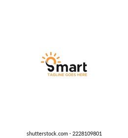 Initial Letter S with Light Bulb Lamp negative space for smart solutions study science creative idea logo design .