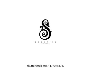 Initial Letter S Linked Fancy Monogram Flourishes Logotype