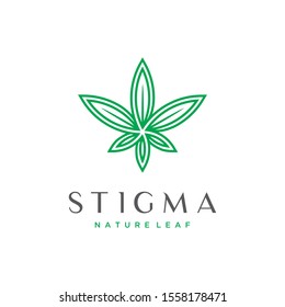 Initial letter s logo with abstract cannabis design template