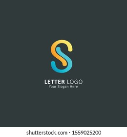 initial letter s logo with blue yellow gradation style