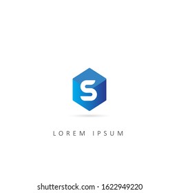 Initial Letter S Logo with Box Element, Design Vector Box Logo template